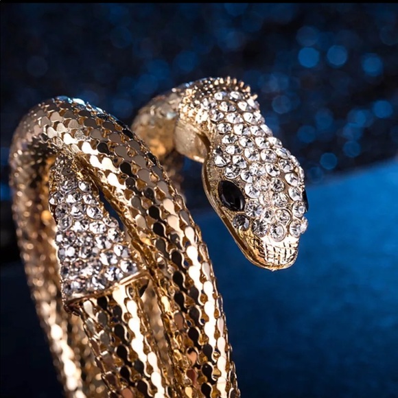 Egyptian snake wrap bracelet w/ rhinestone - Picture 7 of 14